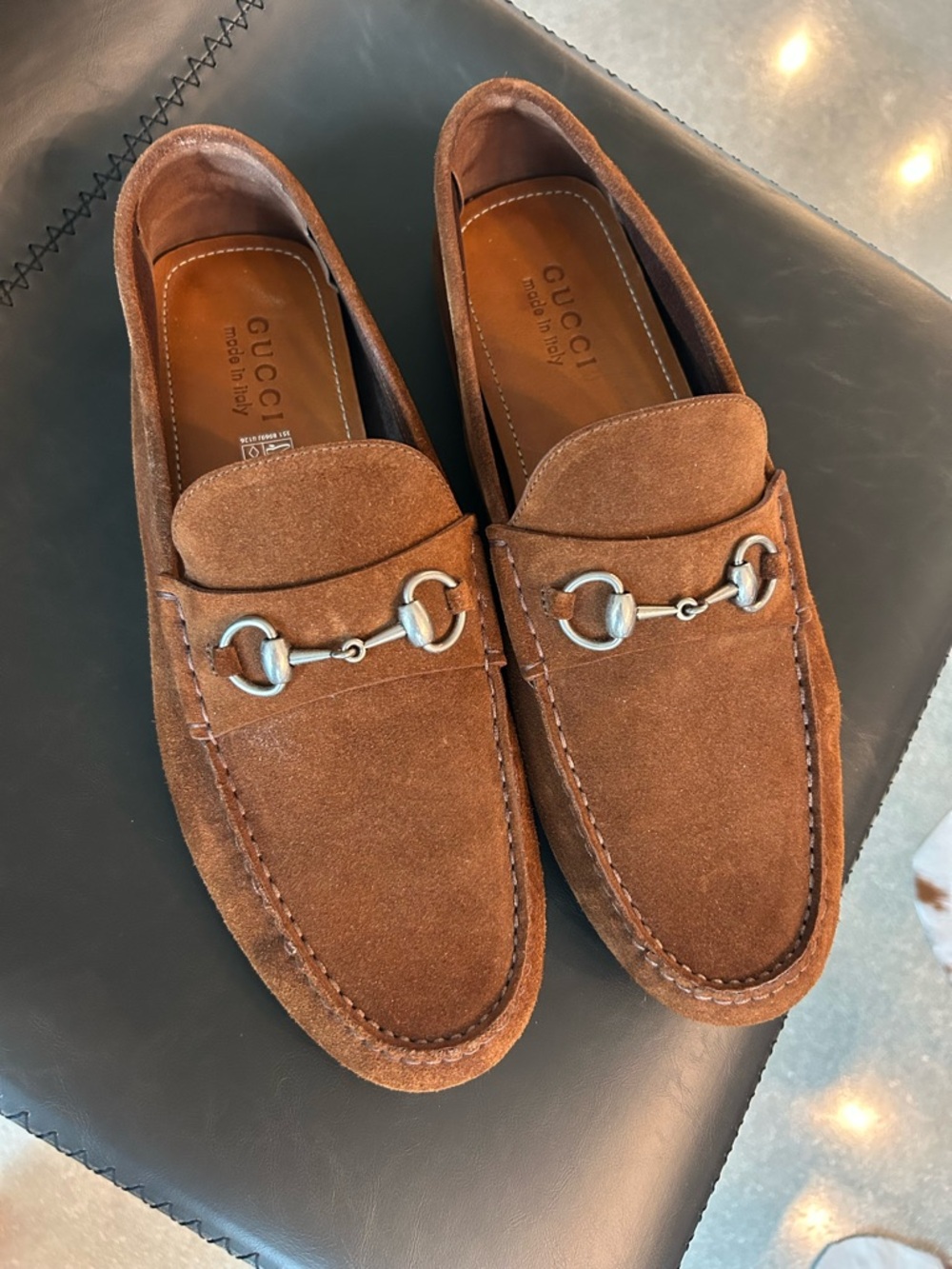 Gucci Brown Suede Horsebit Slip-On Loafers - Picture 3 of 10